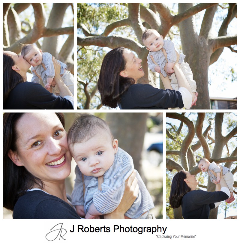 Mum and her baby girl in front of a gum tree - killarney heights family portrait photography